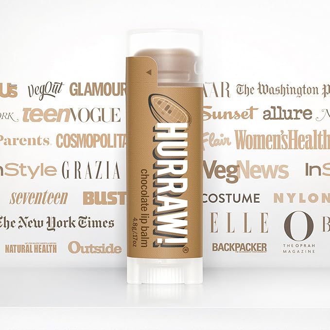 Hurraw! Chocolate Lip Balm: Organic, Certified Vegan, Cruelty and Gluten Free. Non-GMO, 100% Natural Ingredients. Bee, Shea, Soy and Palm Free. Made in USA