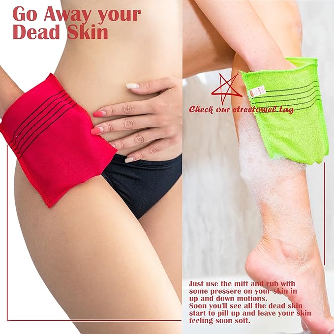 Korean Asian Exfoliating Bath Washcloths Mitt Scrub for Body washcloth Glove Premium Viscose Rayon Towel (30)