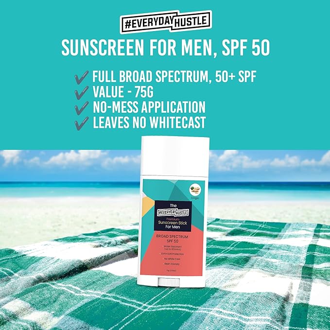 EverydayHustle Face Sunscreen Stick Spf 50 For Men And Women, Broad Spectrum Spf Stick, Non Zinc Sunblock Stick For Face And Body, 75g Large Twist Up Format