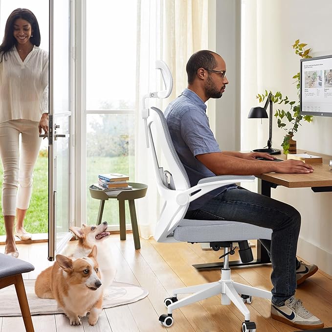 Ergonomic Office Chair Desk Chair - Mesh Computer Chair with 360° Swivel Wheels, Adjustable 90-130° Recline & Lumbar Support for Home Office, Supports up to 350lbs