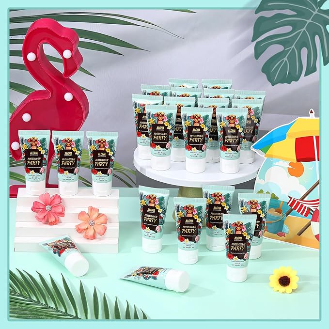 36 Pcs Mini Sunscreen Bulk for Summer Party Wedding SPF 30 Water Resistant Sunscreen Lotion Bulk 1oz Travel Size for Thank You Gifts Wedding Party Supplies (Hawaiian)
