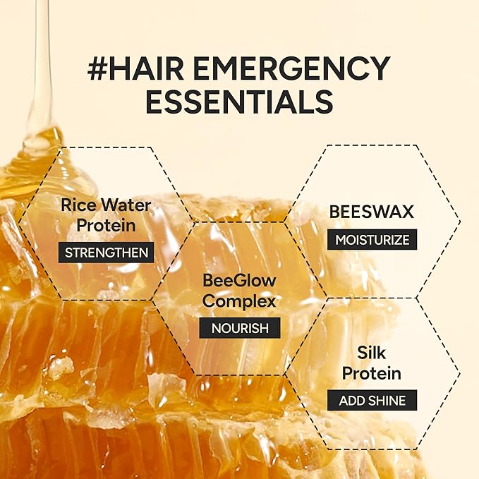 Enriched Korean Bonding Hair Oil & Serum for Glow & Shine, Hair Perfume with Rice Water Protein, Silk & Beeswax, Lightweight Frizz Care, Mellow Honey, 70ml / 2.36 fl oz
