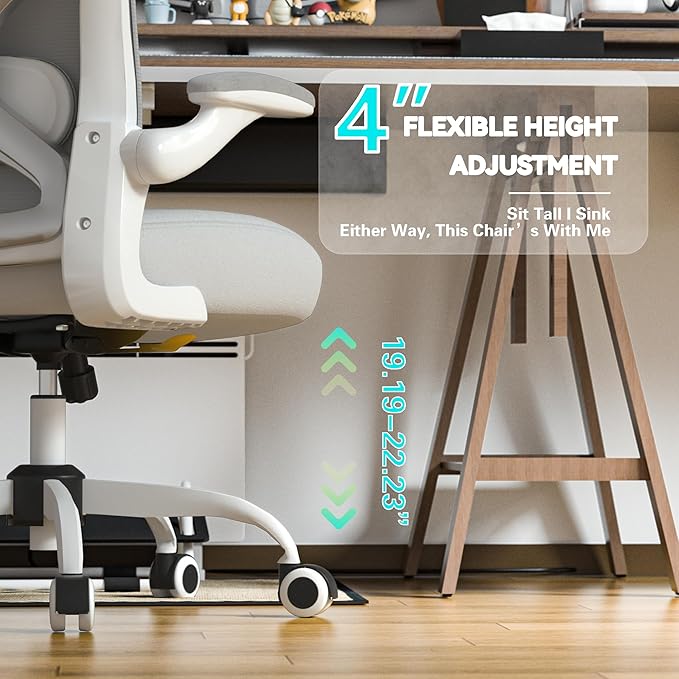 Office Desk Chair with Ergonomic Lumbar Support, Extra-Thick Seat Cushion, Flip-up Arms, Breathable Mesh Back, Computer Task Chair for Home Office
