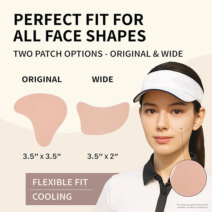 12Pairs (24patchs) Sun Patch, Under Eye UV Protection for Golf, Hiking, Driving, Outdoor Sports | Cooling Sunblock Patches, Scar & Sun Damage Protection