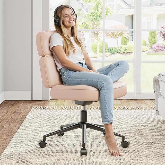 OLIXIS Ergonomic Home Office Desk Chair, Computer Chair with Lumbar Support Adjustable Height Rolling Swivel Executive Task Armrests Chair, Hot Pink