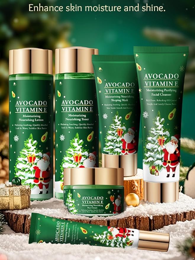 JEATHA Skincare Collection Holiday Gift Set with Facial Cleanser Toner Moisturizing Lotion and Rich Face Cream Avocado One Size