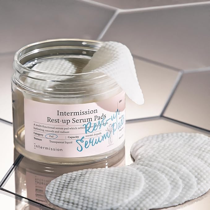 INTERMISSION Rest-Up Serum Pads – Gentle Daily Calming Facial Pads with Niacinamide & Centella, Lightweight Hydration for Sensitive Skin, Multi-Use Toner Pads for Face, 60 Pads