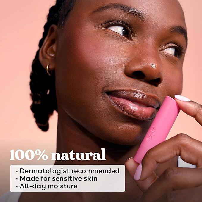 eos 100% Natural Lip Balm, Raspberry Kiwi Splash & Passionfruit Agave, All-Day Moisture, Lip Care Products, 0.14 oz, 2-Pack