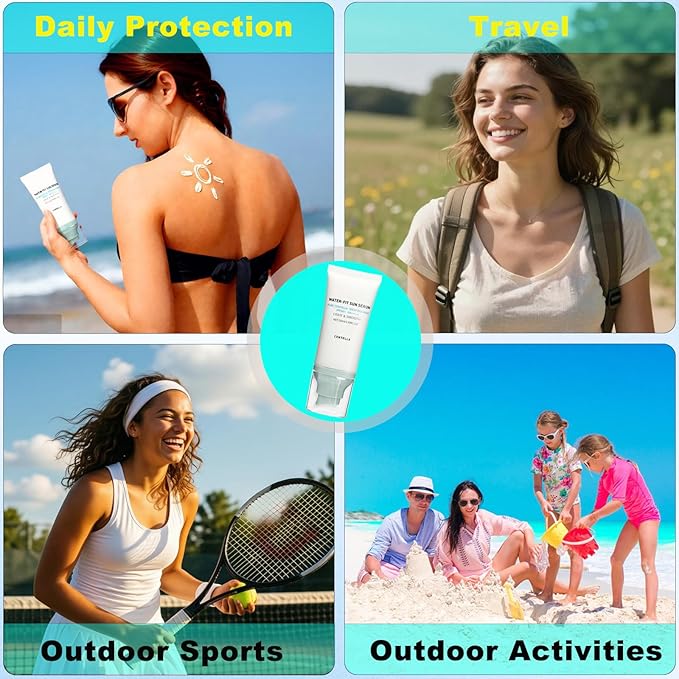 Centella Sunscreen SPF50+ PA++++, Long-Lasting Protection&Water-Fit Sun Serum,Madagascar Centella Sunscreen for All Skin Types and UV Defense, Nourishing Skin, Lightweight, Non-Greasy, No White Cast