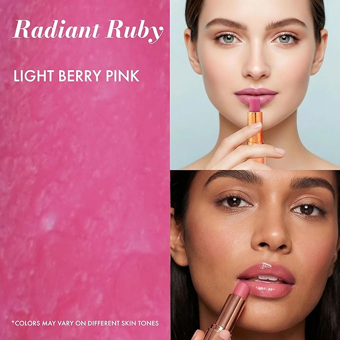 Tinted Lip Balm-Natural Lip Repair with 10% Squalane, Jojoba Oil and Vitamin E – Hydrating, Moisturizing – Natural skincare Balm with Ceramides, Hyaluronic Acid 003 Radiant Ruby