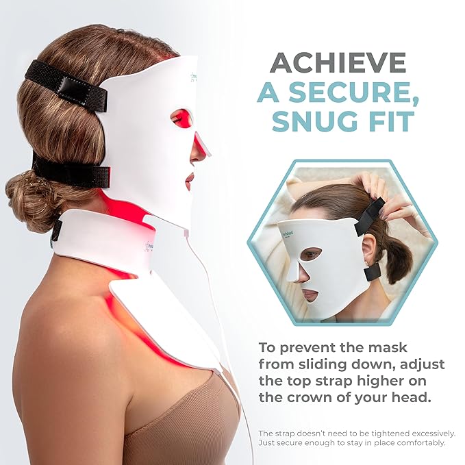 LED Light Therapy Face & Neck Mask - Facial Skin Care Device - 7 Colors Red & Blue - Rejuvenation, Anti-aging Product for Wrinkles
