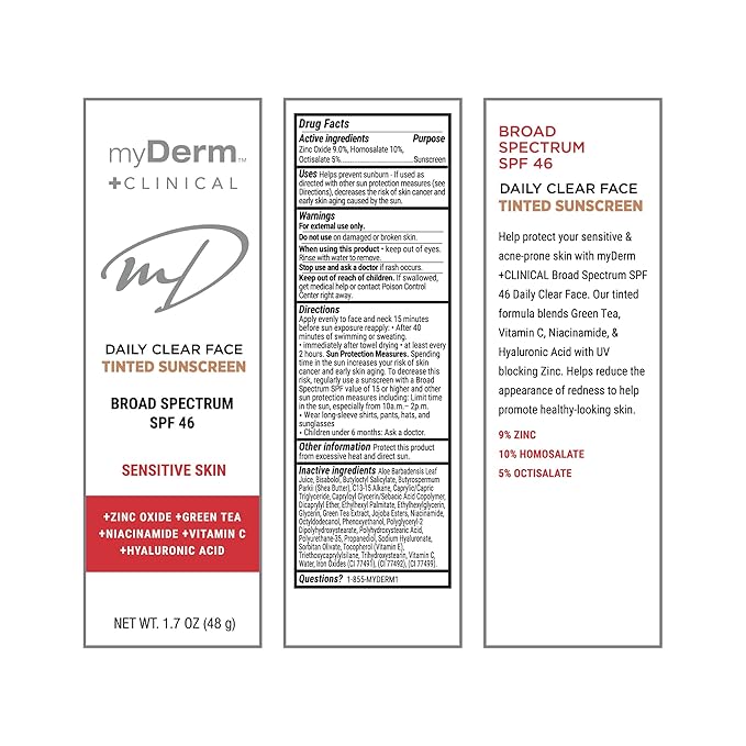 Myderm - Twin Pack Clinical SPF 46 Tinted Zinc Sunscreen Lotion