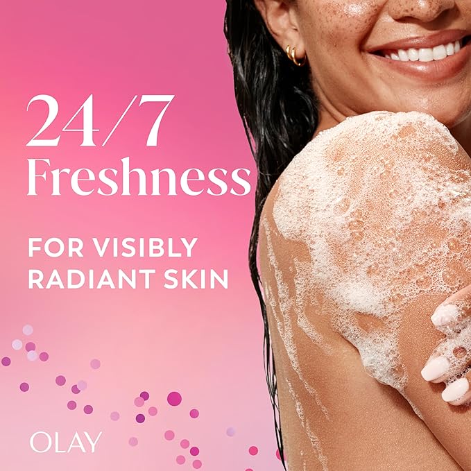 Olay Body Wash for Women, 24/7 Skin-Loving Freshness, Miami Mocktails, Plant Based Cleansers, Vitamin B3 & Antioxidant Blend, All Skin Types, Berry Passionate with Passionfruit & Guava Scent, 22 fl oz