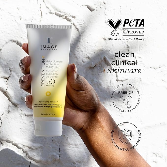 IMAGE Skincare PREVENTION+ Daily Ultimate Protection Moisturizer,SPF 50 Face Sunscreen Lotion,Zinc Oxide,Blendable with No White Cast,3.2 oz,(Pack of 2)