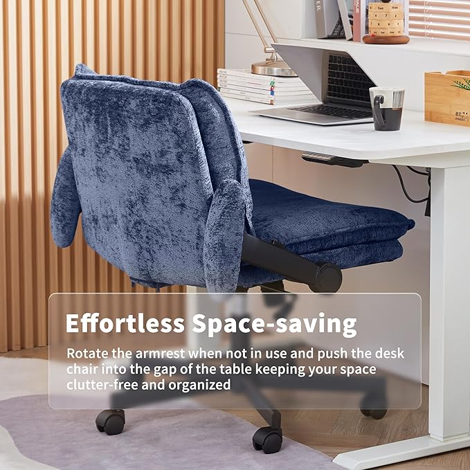 Cross Legged Office Chair, Height Adjustable Swivel Desk Chair with Flip-Up Arms, Padded Criss Cross Chair for Home Office & Bedroom