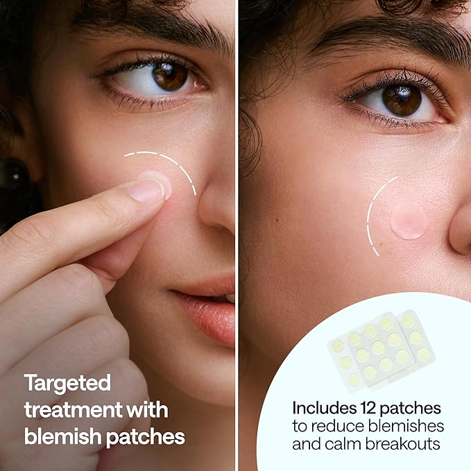 Hypochlorous Acid Spray for Face and Skin - Body & Facial Toner for Acne - Eyelid Cleanser - Moisturizing Face Spray Mist Hydrating - 6.8 Fl Oz - 12 Blemish Patches