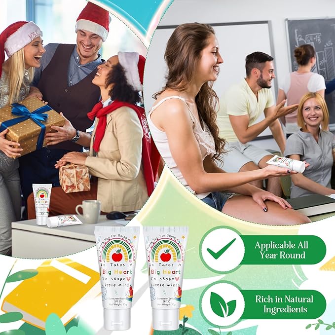 12 Pcs Mini Sunscreen Bulk for Summer Travel Size Spf 30 Water Resistant Sunscreen Lotion Bulk for Thank You Gifts Hawaiian Wedding Bridal Party Favors for Pool Wedding(Teacher)