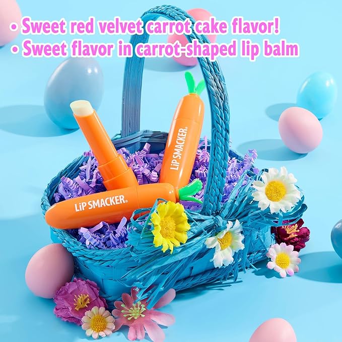 Lip Smacker Carrot Lip Balm, Carrot Cake Flavor, Limited Edition Easter Balm, Cute Carrot-Shaped Basket Stuffer, Collectible Spring Gift