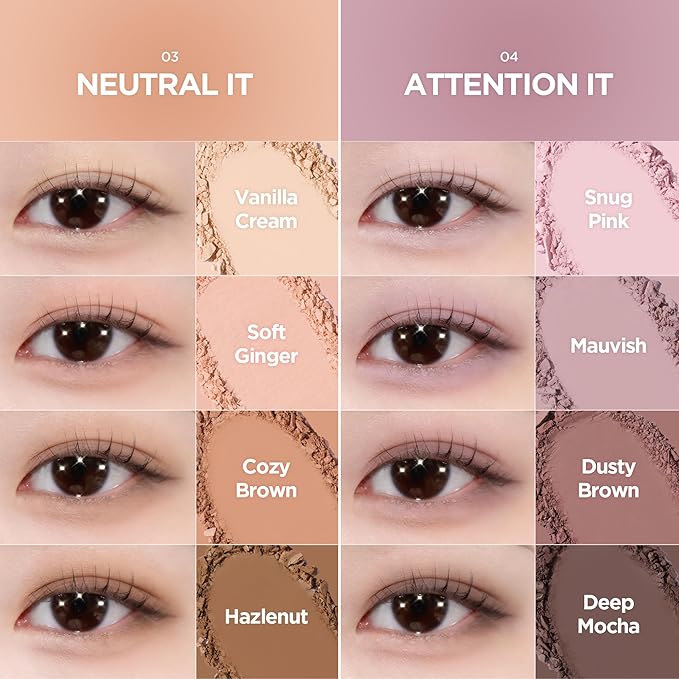 lilybyred Mood It Palette | 4-Shade Korean Eyeshadow Palette, Pre-Matched Personal Tone, Soft Blending, Buildable Coverage, Matte & Shimmer Finish, Daily Wear, Compact Size, 0.11 oz. (01 Fresh It)