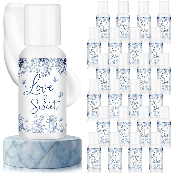 24 Pcs Something Blue Before I Do Bridal Shower Travel Size Mini Sunscreen Bulk SPF30+ Sunscreen Blue Flowers Love Is Sweet Wedding Party Favors for Guests Thank You Gifts, 1 Fl. oz