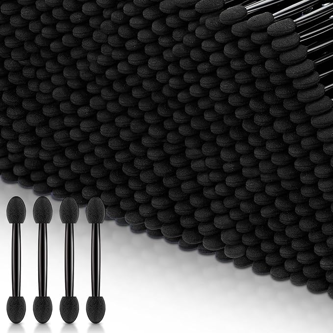 Tanlade 500 Pcs Eyeshadow Applicators Disposable Eye Makeup Brushes Eyeshadow Double Sided Sponge Brushes for Women Lady Girls(2.95 Inch,Black)