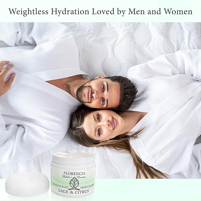 Florencia Sage & Citrus Lightweight Moisturizer - Fast-Absorbing, Hydrating, Nutrient Enhanced Face Cream for Sensitive, Oily, Combination Skin.