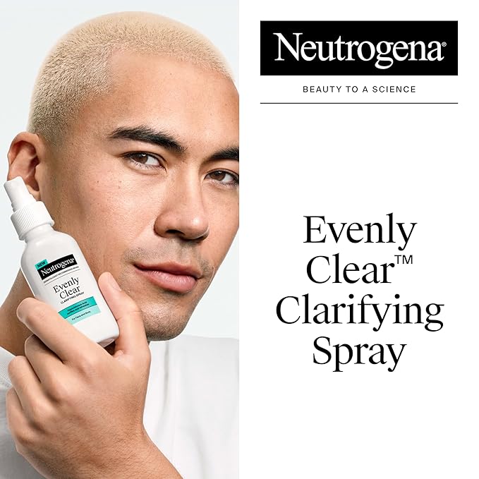 Neutrogena Evenly Clear Clarifying Hypochlorous Acid Spray, Purifying Face & Body Mist Helps Refresh Acne-Prone Skin While Fighting Impurities Anytime, Anywhere, 4 fl. oz