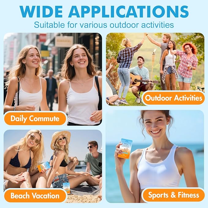 30 Pack Travel Size Sunscreen, SPF 50, Bulk Mini Sunscreen for Face and Body, Lightweight and Non-Greasy, Travel Size for Summer Beach and Outdoor, 0.19 OZ/Pack