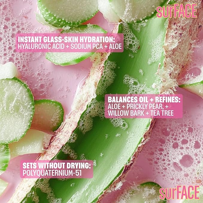 Surface Hydrating Face Toner with Hyaluronic Acid, Willow Bark, Tea Tree, Prickly Pear and Aloe – 2-in-1 Toner and Finishing Glaze for Dewy, Glazed Skin – Spiked Tonic – 4 oz