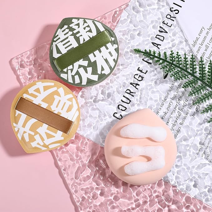 4 Pcs Korean Makeup Sponge, Soft Teardrop Setting Powder Puff Makeup Cushion Puff Sponge for Foundation Concealer, Liquid, Cream, and Powder (Large Size) - B