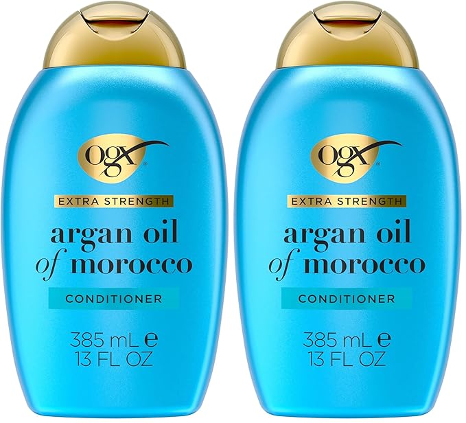 OGX Brand Extra Strength Hydrate & Repair Conditioner, 13 Fl Oz (Pack of 2), Infused with Cold-Pressed Argan Oil of Morocco for Dry, Damaged Hair, Paraben-Free, Sulfate-Free Surfactants