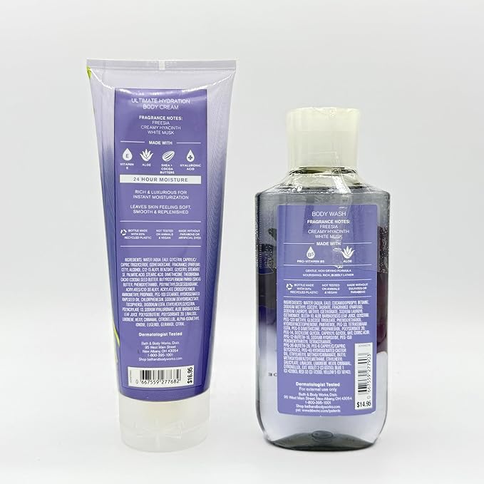 Bath & Body Works Freesia 2-Piece Set | Includes: 8-Ounce Ultimate Hydration Body Cream and 10-Ounce Body Wash