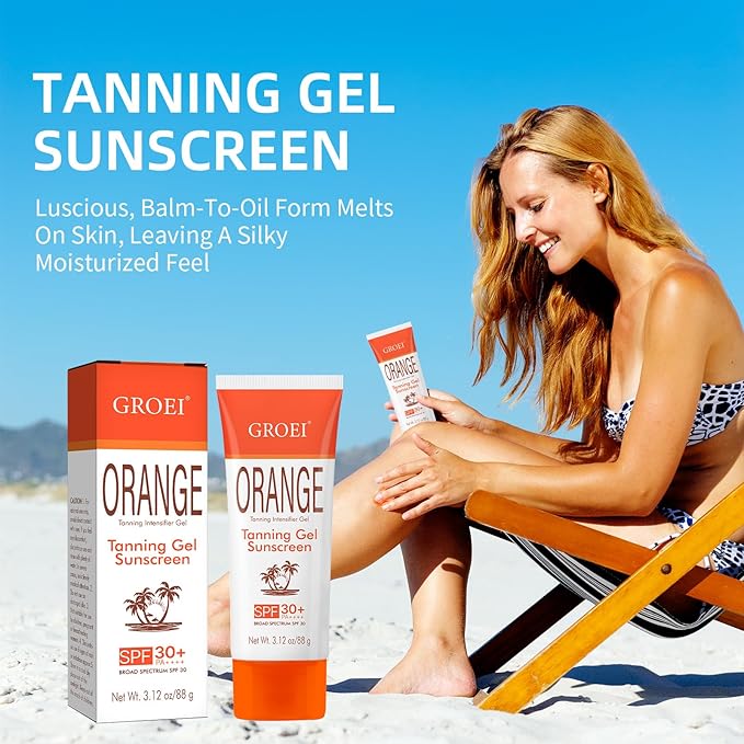 Tanning Gel Sunscreen SPF 30 – Sun Tanning Lotion with Fast-Absorbing Formula, Hydrating Bronzing Complex, for Beach, Pool & Outdoor Sports – 3.12 oz