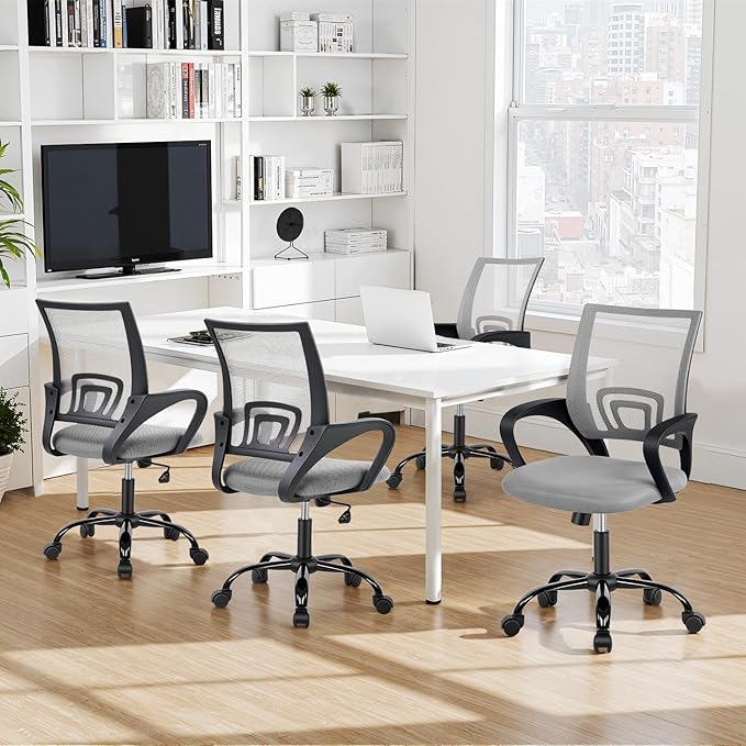 BestOffice Office Chair Ergonomic Cheap Desk Chair Mesh Computer Chair Lumbar Support Modern Executive Adjustable Stool Rolling Swivel Chair for Back Pain (Grey)