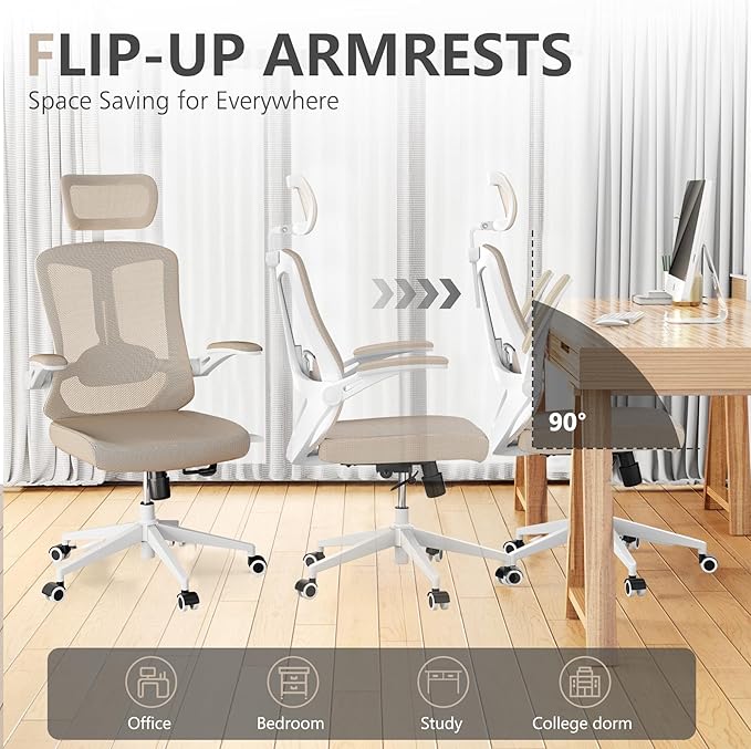 Ergonomic Office Chair Desk Chair - Mesh Computer Chair with 360° Swivel Wheels, Adjustable 90-130° Recline & Lumbar Support for Home Office, Supports up to 350lbs