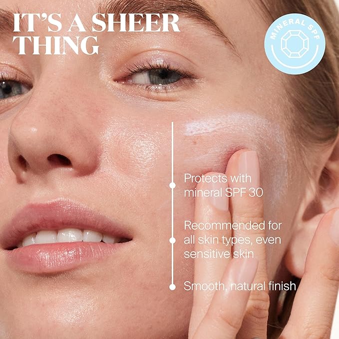 Supergoop! Mineral Sheerscreen SPF 30 PA+++, 1.5 fl oz - Mineral, Broad Spectrum Face Sunscreen + Primer + Helps Filter Blue Light - Satin Finish - For All Skin Types