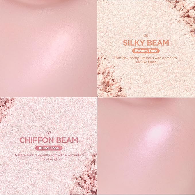 lilybyred Luv Beam Glow Veil | Korean Heart-Shaped Highlighter, Illuminating Shimmer, Radiant Glow, Silky Powder Texture, Buildable & Blendable, Lightweight & Long-Lasting, 0.11 oz. (04 Sun Beam)