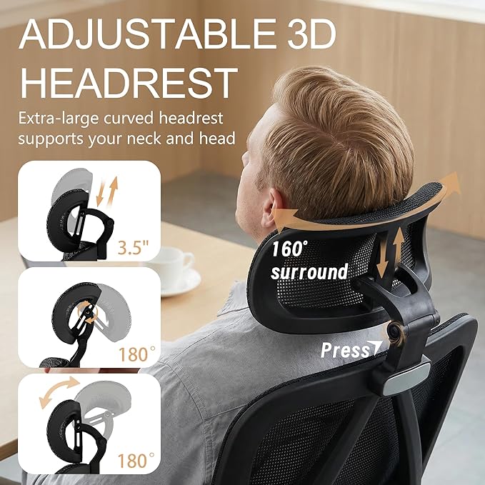 Mid-Back Ergonomic Leather Office Chair, Modern Upholstered Executive Desk Chair with Gold Frame Armrest Computer Task Chair (Black Mesh)