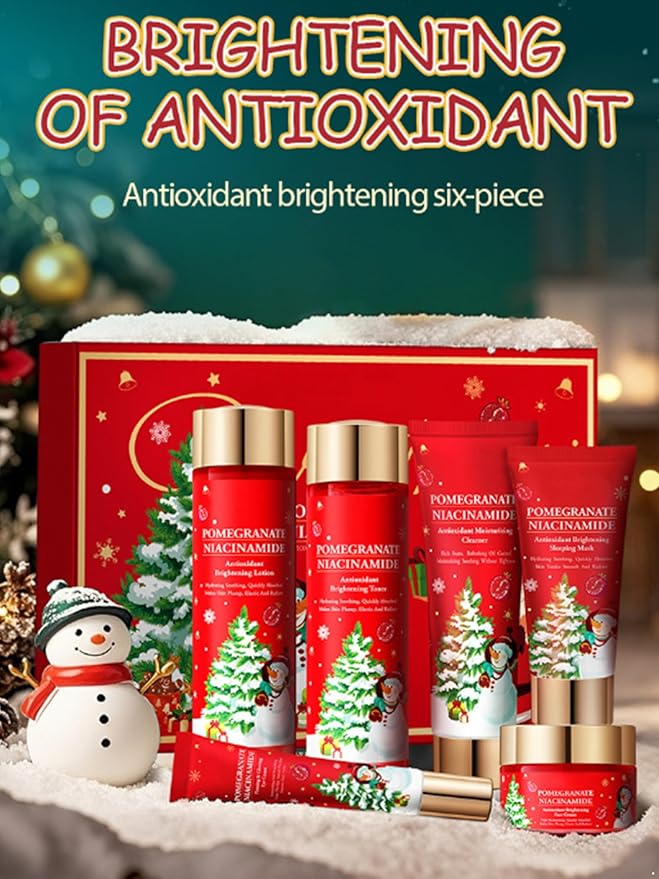 JEATHA Skincare Collection Holiday Gift Set with Facial Cleanser Toner Moisturizing Lotion and Rich Face Cream Pomegranate One Size