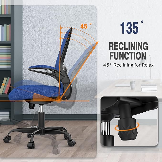 Mimoglad Office Chair, Ergonomic Desk Chair with Adjustable Lumbar Support, High Back Mesh Computer Chair with Flip-up Armrests-Task Chairs, Executive Chair for Home Office