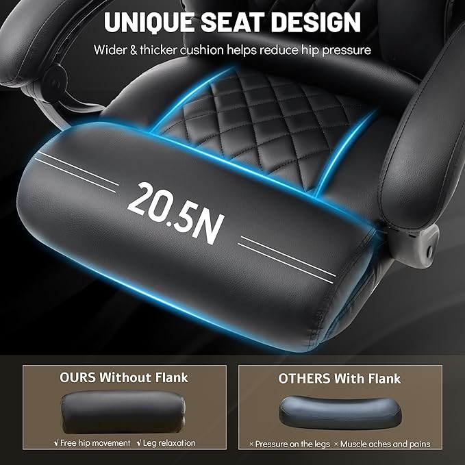 Massage Office Chair with Foot Rest,6 Points Vibration & Heat Executive Office Chairs for Heavy People,500LBS Big and Tall Office Chair,Ergonomic Reclining Desk Chair,Dual-Use Pillow,Black