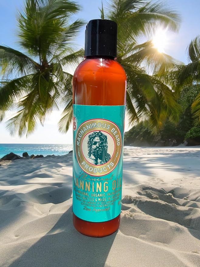 MAGNANIMOUS TANNING OIL W/MINERAL SUNSCREEN SPF15 (100% ALL-NATURAL AND CHEMICAL FREE) THE BEST ALL-NATURAL TANNING OIL WITH MINERAL SUNSCREEN ON PLANET, ZEUS APPROVED!