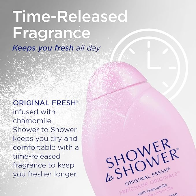 Shower to Shower Original Fresh Body Powder with Chamomile for Men & Women, Talc Free, Sweat Absorbing, Prevents Chafing & Odor, 8 OZ (3 Pack)