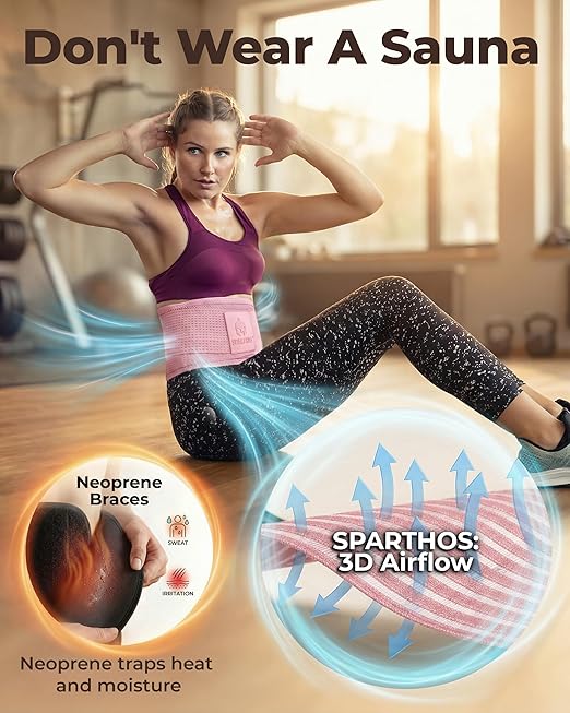 Sparthos Back Brace for Lower Back Pain - Immediate Relief from Sciatica, Herniated Disc - Lumbar Support Pad - For Home & Lifting At Work - For Men & Women - Fits 44–52″ Waist (Pink-L, Check Sizing)