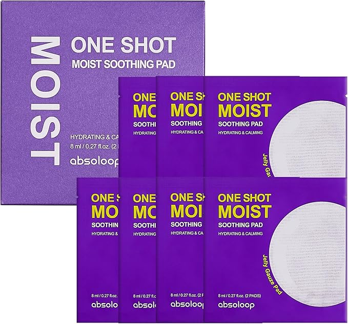 One Shot Moist Soothing Pad - 8ml, Dual-Texture Toner Pad, Ceramide & Hyaluronic Acid, Patented Soothing Agents, Portable 7-Sheet Pack