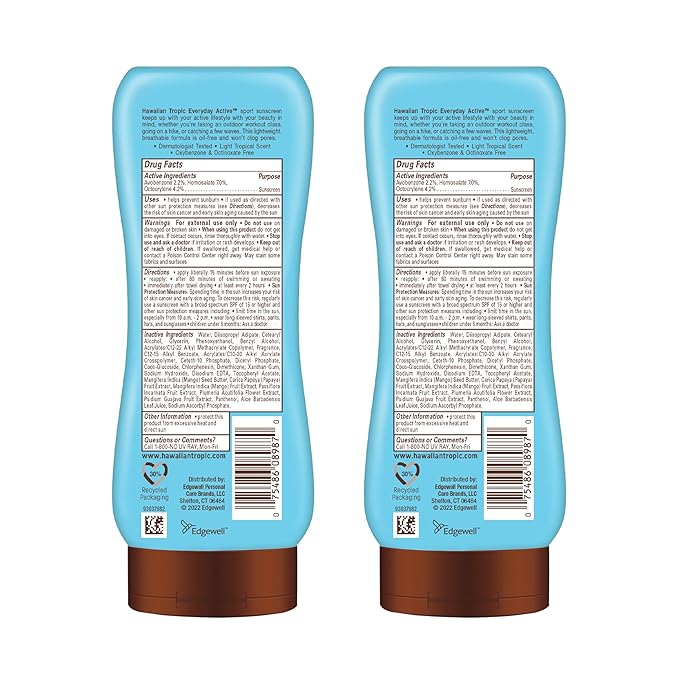 Hawaiian Tropic Everyday Active Lotion Sunscreen SPF 30,8Fl Oz,Hawaiian Tropic Sunscreen SPF 30,Sunblock,Oxybenzone Free-Sunscreen,Broad Spectrum-Sunscreen Pack,8Fl Oz each,(Pack of 4)