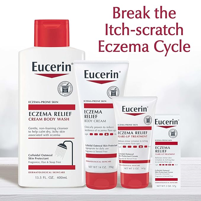 Eucerin Eczema Relief, Full Body Lotion, Moisturizing Eczema Cream with Colloidal Oatmeal (Skin Protectant) and Ceramide 3, 8 Oz Tube