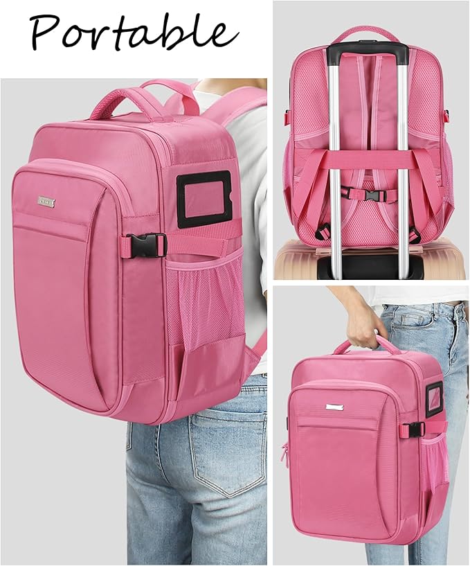 Relavel Makeup Backpack, Professional Travel Train Case Makeup Artist Kit Set Bag for Women Extra Large Cosmetic Organizer, Brush Storage Holder, with Adjustable High Dividers, Rose Pink