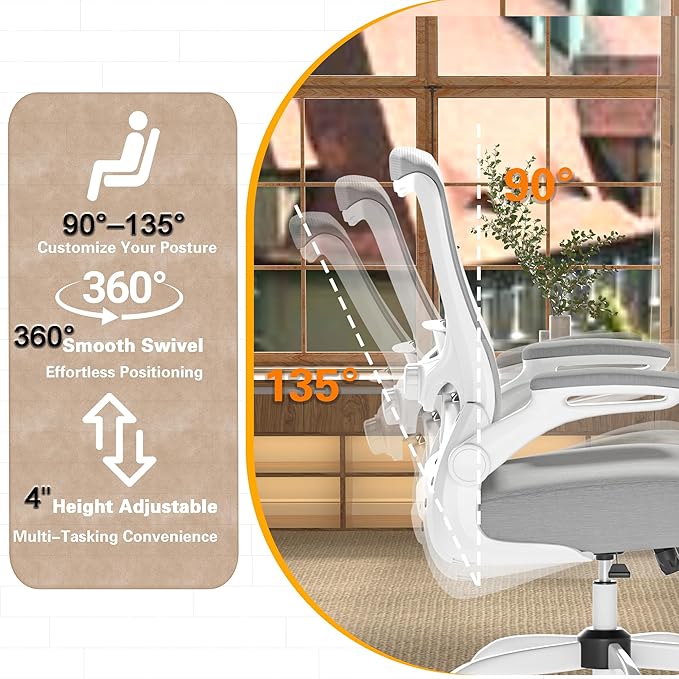 Ergonomic Office Chair - High Back Desk Chair with Adjustable Lumbar Support, Breathable Mesh Back, 330LBS Capacity, Easy Assembly, for Home Office Executive Computer Task