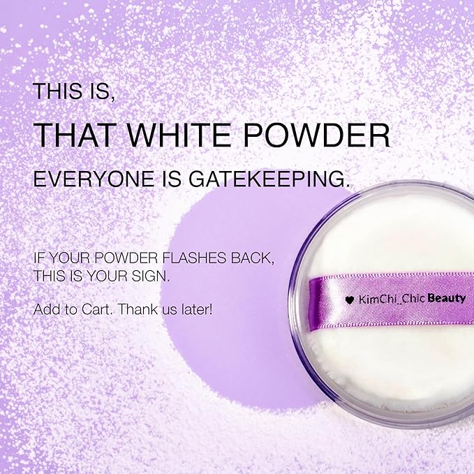 KimChiChic Beauty That WhitePowder Set and Bake Mattifying Setting Powder for Makeup, Extra Fluffy Loose Face Powder Poof, Soft Natural Face Makeup Helps Minimize the Appearance of Fine Lines, White